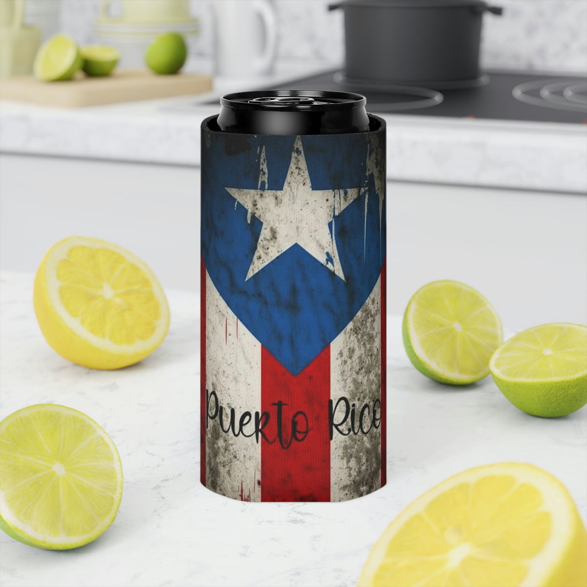 Puerto Rico Flag Can Cooler Antojo Boricua
