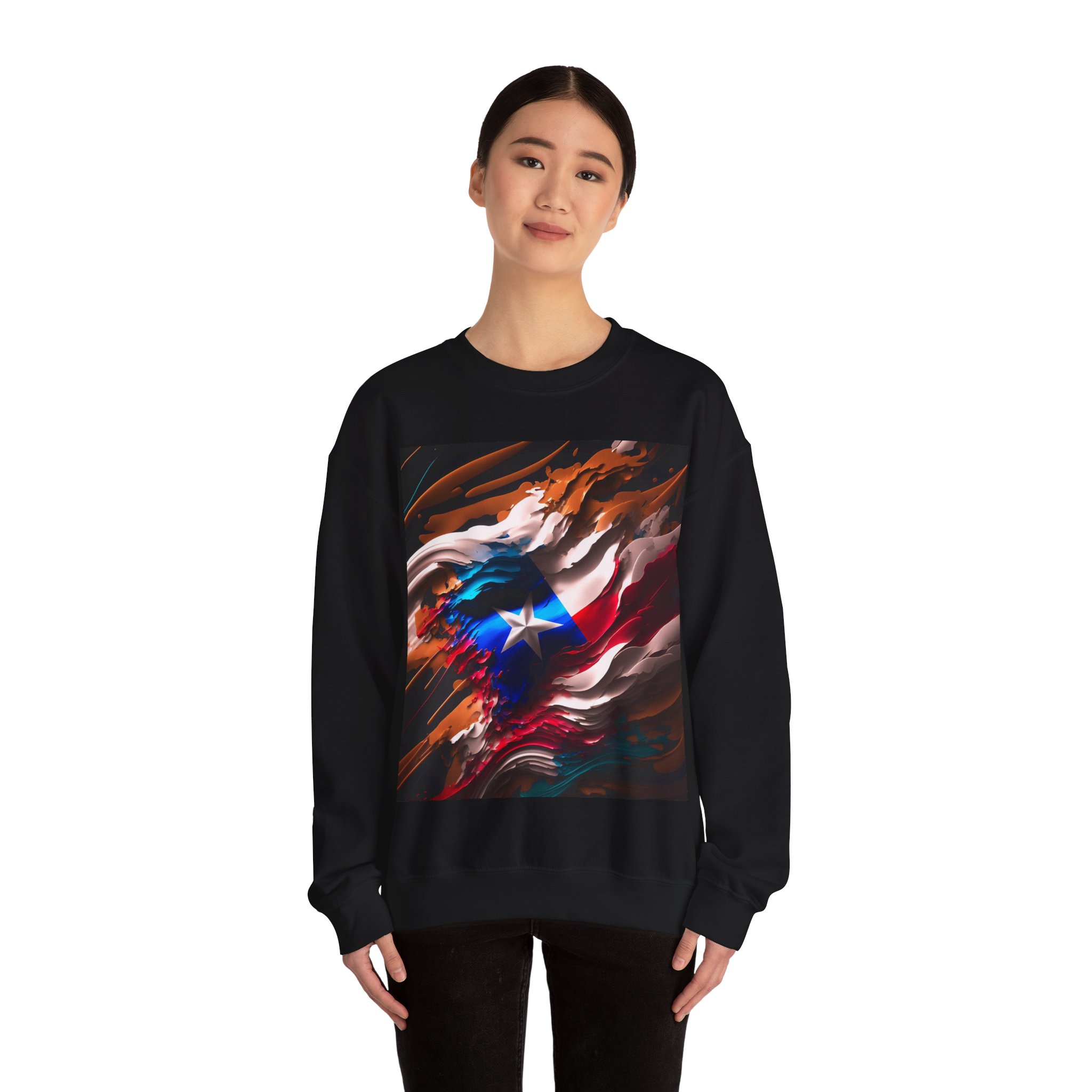 Puerto Rico Abstract Flag - Unisex Heavy Blend™ Crewneck Sweatshirt - Image 4