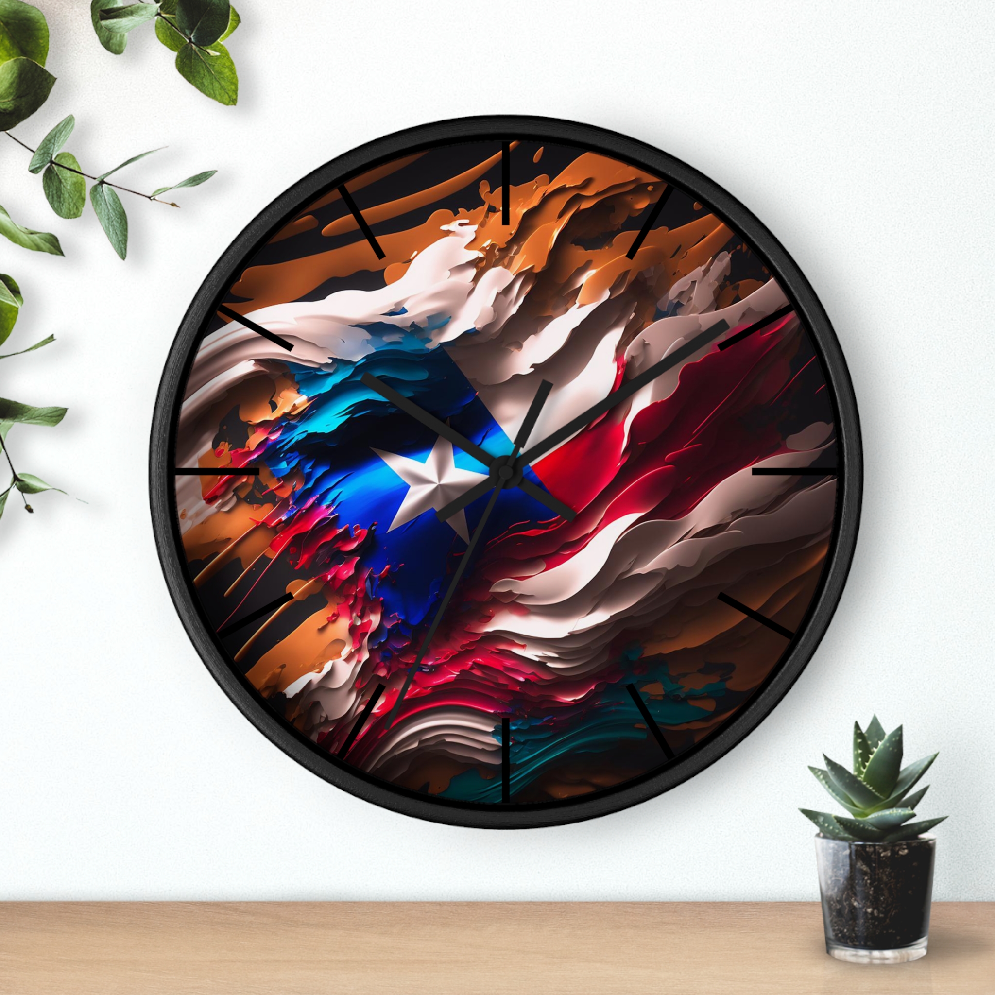 Puerto Rico Abstract Flag - Silent Wall Clock 10 in. - Image 3