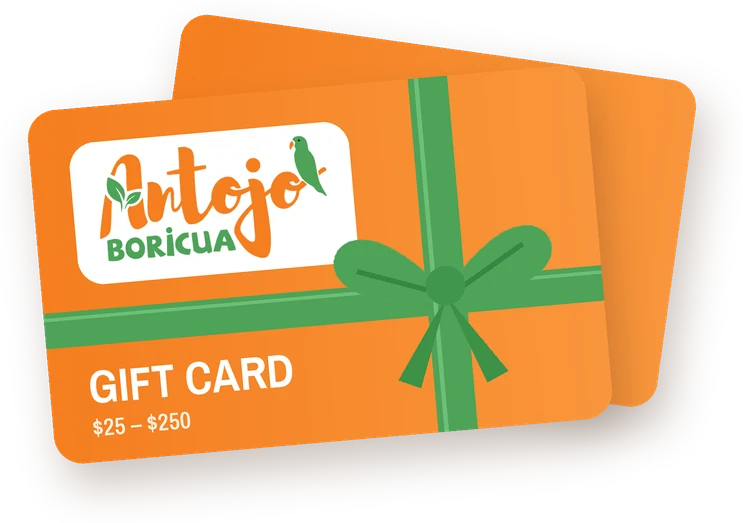 Antojo Boricua Gift Card with a green ribbon